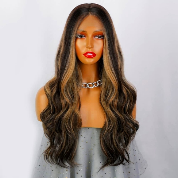 Brown Blonde Lace Front Wavy Wig